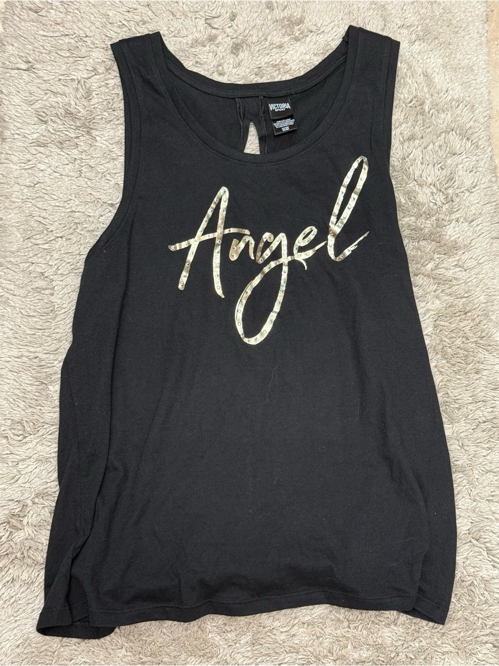 Victoria's Secret Black Tank with Gold 'Angel' Script